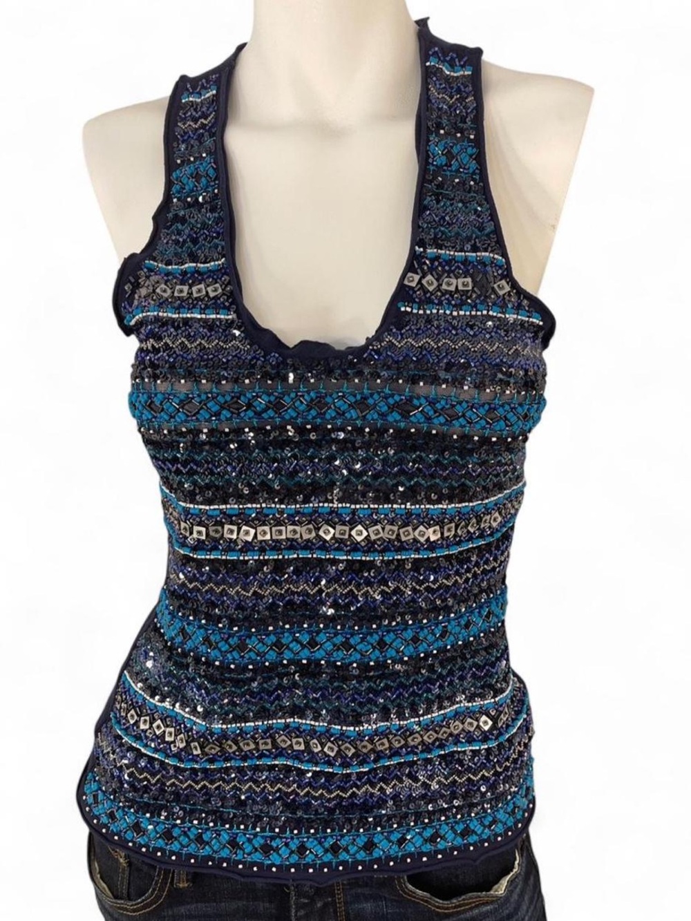 Patrizia Pepe Navy Blue Sequin embellished top ✨